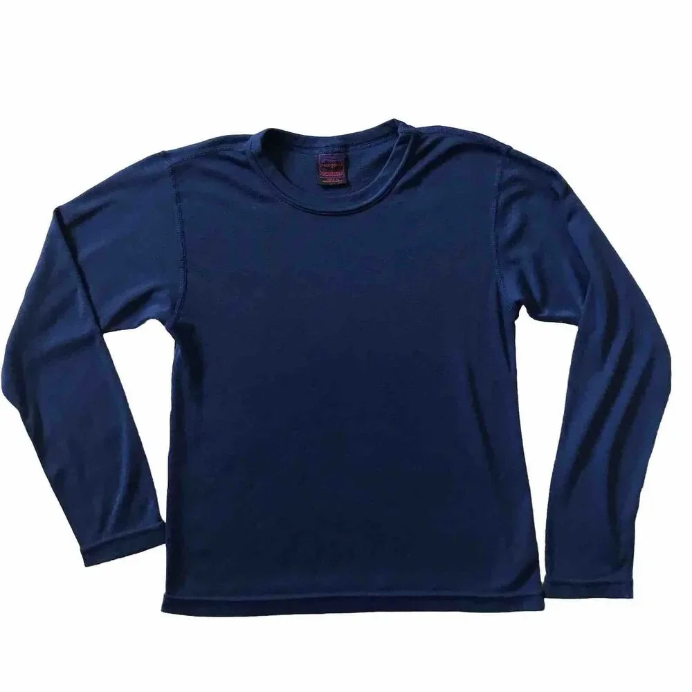 VTG Y2k Patagonia Boys 14 Capilene L/S Baselayer Crew Neck Shirt Blue Outdoors